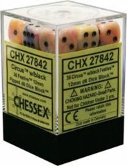 36 Circus w/black Festive 12mm D6 Dice Block - CHX27842